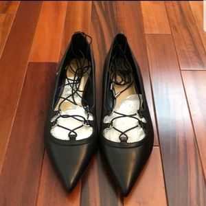 NWT Michael Michael Kors Black Lace-Up Flats 6.5